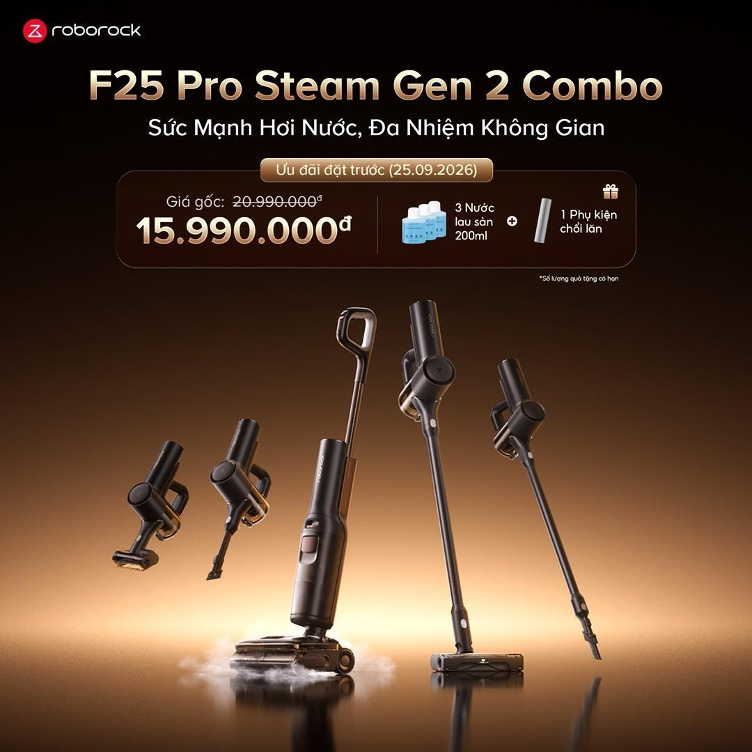 F25 Pro Steam Gen 2 Combo May hut bui lau san 5 in 1 moi tu Roborock 11